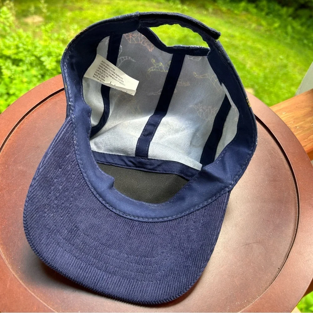 Dinosaur Print Corduroy Brim Hat | OSFM Toddler 2T-5T | Adjustable Navy Cap